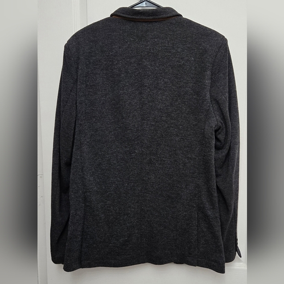 Civil Society Mens Dark Gray Two Button Casual Blazer Patch Pockets Knit Sz LG - Picture 2 of 7